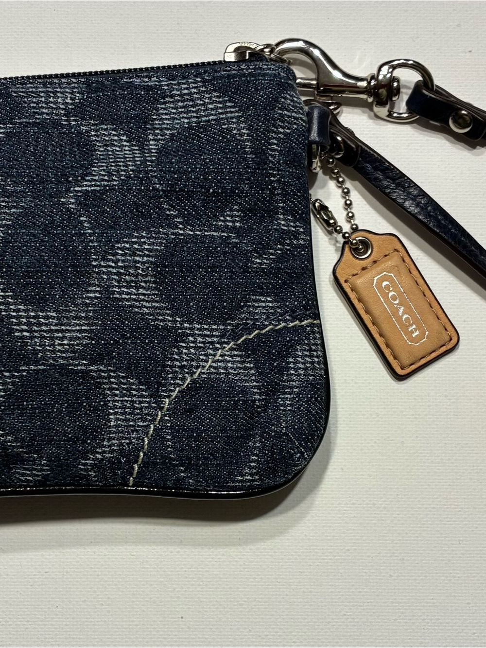 Coach Poppy Blue Signature
Denim/Leather Wristlet - Picture 6 of 16